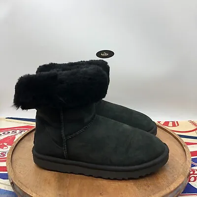 UGG Women's Classic Tall Black Suede Sheepskin Lined Winter Boots Size 7 US • $39