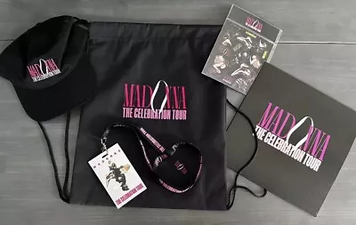 💃 Madonna VIP Celebration Tour Kit Print Lanyard Stickers Cap Bag - NEW! • $94.97