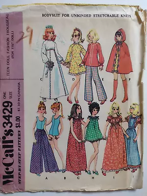 ©1972 Vintage McCalls 3429 11 1/2  Doll Barbie Trousseau Pattern Cut/Complete! • $5