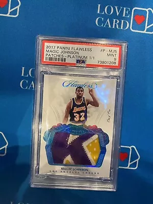 🎖️2017-18 Panini Flawless Patches-platinum Magic Johnson 1/1 Psa 9 • $9999.99