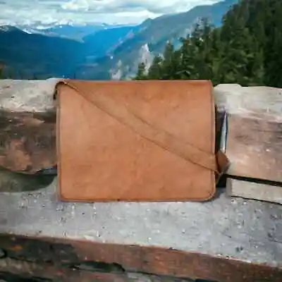 Men's Leather Vintage Laptop Messenger Handmade Briefcase Bag Satchel Gift Her • $52.64