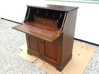 £75 • Buy Vintage Carved Oak Fall Front Bureau Writing Computer Desk Cupboard Unit