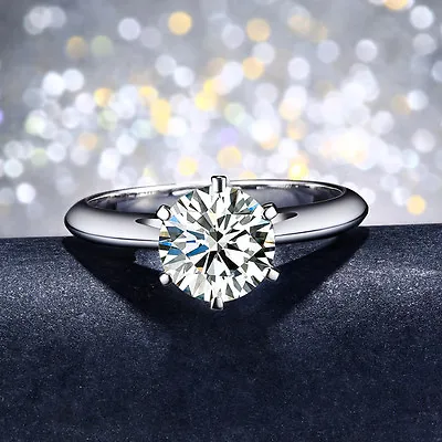 Handmade Solitaire 1.5ct Engagement CZ 925 Silver Women Wedding Band Ring Sz 4-9 • $9.09