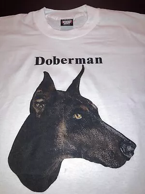 Vintage:  NOS  Doberman. Large White  T-Shirt   Single Stitch.  USA.  Teletrend • $28.50
