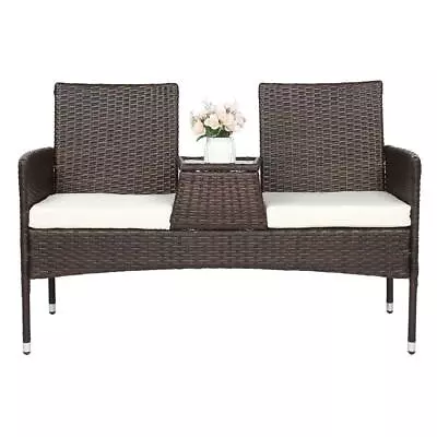 2 Seater Rattan Chair Garden Furniture Wicker Patio Love Seat Outdoor Love Chair • $116.99