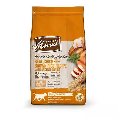 Merrick Nutrition Real Chicken & Brown Rice Dry Dog Food Whole Grain 25 Lb Bag • $68.61