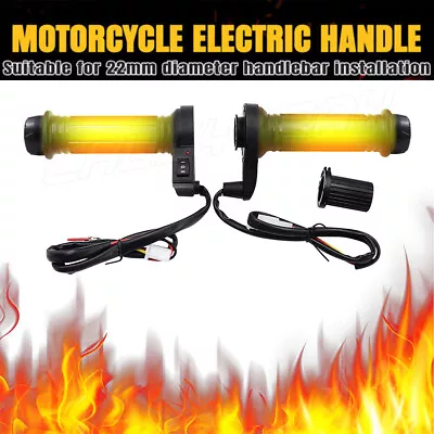 Motorcycle Electric Heated Handlebar Grips Hand Heater Warm Adjustable Temp • $21.99