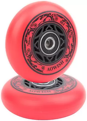 AOWISH Ripstik Wheels 76mm 90a W/Bearings ABEC-9 (2-Pack) - Red • $26.49