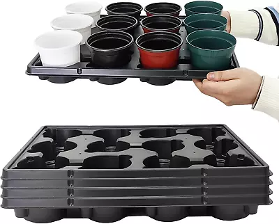 5-Pack 12-Cell Round Nursery Pot Trays Holds 4-Inch Pots • $39.89