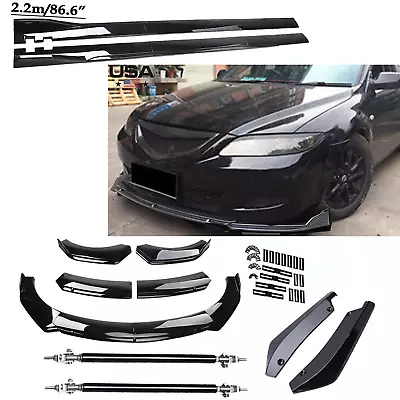 Front Bumper Spoiler Body Kit / Side Skirt/Strut Rods For Mazda 2 3 5 6 CX-3 • $99.99