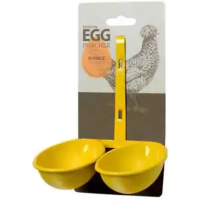 Double Egg Poacher With Non Stick Coating Hang Over Pan Yellow Metal Eddingtons • £11.49