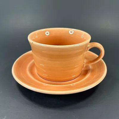 Metlox - Poppytrail - Vernon Colorstax Apricot Flat Cup & Saucer • $15.95