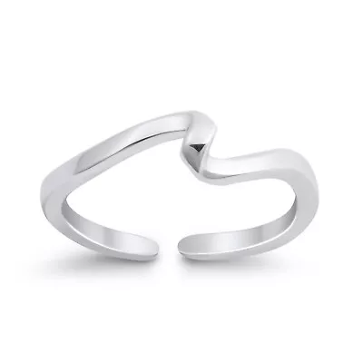 4mm Wave Band  925 Sterling Silver Toe Ring Thin Adjustable Toe Ring • $10.79