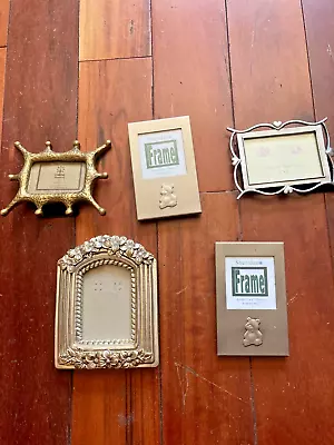 Lot Of 5 Vintage Mini Brass Decorative Picture Frames-Approx 2.5 -W/ Back Stands • $7.99