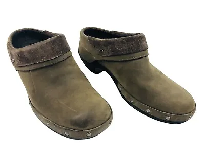 Merrell Luxe Wrap Chocolate Brown Nubuck Leather Slip-On Clogs Women's Size 7 • $8