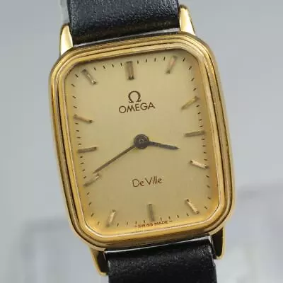 New Battery ◆N MINT◆ Vintage Omega DeVille 1387 Gold Women's QZ Watch From... • $317.58