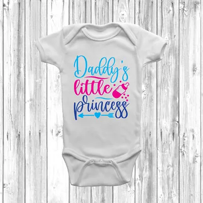 Daddy's Little Princess Baby Grow Body Suit Vest Cute Girl Baby Shower Gift • £8.99