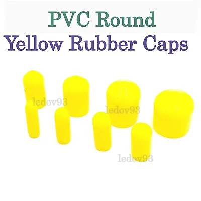 YELLOW END CAP Dust-Proof SCREWS BOLTS TUBES CABLE VINYL RUBBER THREAD COVER CAP • £2.78