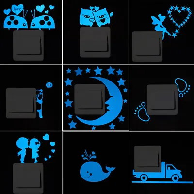 Luminous Switch Wall Stickers Dog Moon Star Glow In The Dark Home Decor Decals • $1.89