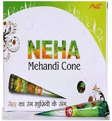 NEHA Herbal High Quality Mehendi Cone (12 Pcs) Natural Mehendi Temporary Tattoo  • $12