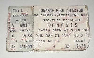 3/1/87 GENESIS Rock Band Concert Music Ticket Stub Orange Bowl Stadium Miami FL • $18.74