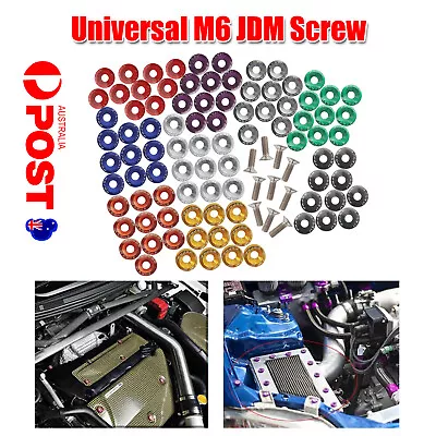 10Pcs Universal M6 JDM Screw Washer Bumper Nut Bolts Car Engine Bay Fender Kit O • $6.98