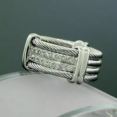 14K White Gold Men's Engagement Eternity Rope Band Ring 2.2 Ct Simulated Diamond • $172.88