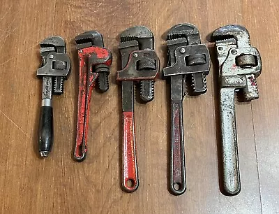 Lot Of 5 Vintage Pipe Monkey Wrench 7” - 10” Forged USA Japan Tools Lot  • $29.50