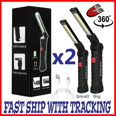 Rechargeable LED COB Work Light Mechanic Flashlight Lamp Magnetic Base Bright • $8.99