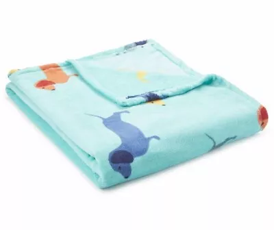 Teal Dachshund Soft Fleece Throw Blanket • $18