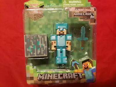 Minecraft Core Steve Figure Pack Action Diamond Armor Sword • $19.95