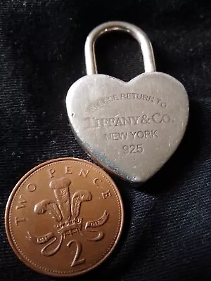 £150 • Buy Return To Tiffany & Co NEW YORK 925 Heart Padlock Silver Pendant Key Tag 45g 
