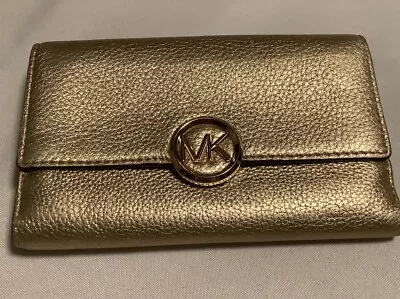 Michael Kors Lillie Pebbled Gold Wallet Used • $24.99