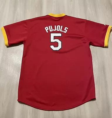 Vintage Majestic MLB St. Louis Cardinals #5 Pujols Sewn Red Pullover Jersey M • $35