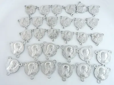 Our Lady Of Montaigu Vintage Rosary Center Medals Parts Lot 30pc Aluminum • $13.05