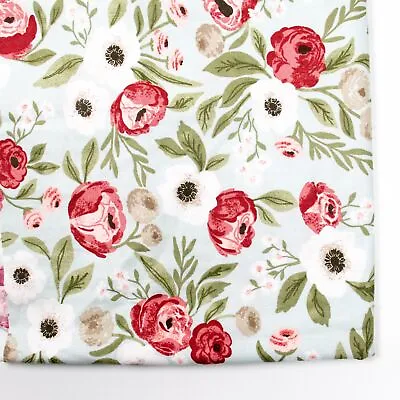 Moda Lovestruck Florals On Blue 5190 Quilting Cotton Fabric BTHY Half Yard Pink • $6.28