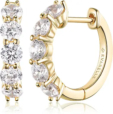 Gold Hoop Earrings For Women 14K Real Gold Plated Huggie Hoop Earring Diamond Cu • $24.99