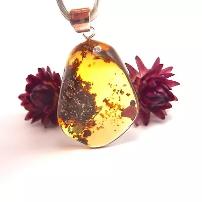 Mexican Amber Pendant With Moss And Botanical Inclusions 7.2 G • $22
