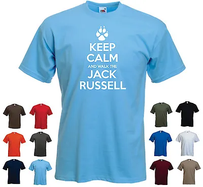 'Keep Calm And Walk The Jack Russell' Funny Pet Dog Birthday Walking T-shirt • £11.69