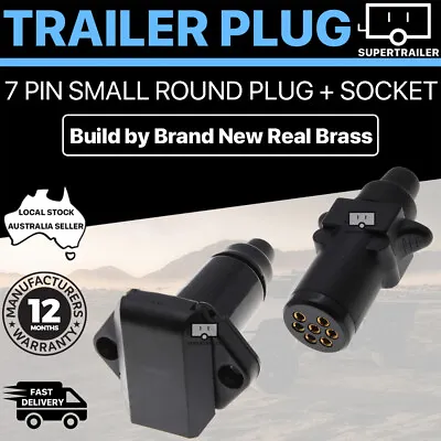 7 Pin Small Round Trailer Plug Socket Set Truck Caravan Boat Adapter Connector • $18.95