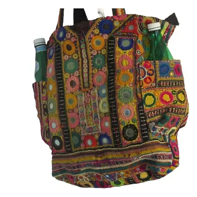 Banjara Bag|Authentic|Gypsy|Tote|Shoulder|Boho|Bottle Pocket|60s|Patchwork Style • $188