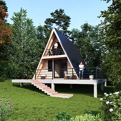 Modern A-Frame Cabin House Plan With AutoCAD File And PDF For Blueprint Plans • $45