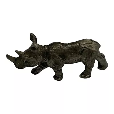 Rhino Rhinoceros Pewter Figurine Figure VIntage Miniature 2  Mini Safari Animal • $8.24