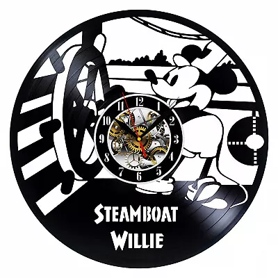 Mickey Mouse Steamboat Willie Vinyl Wall Clock Gift Holiday Art Home Decor • $13.99