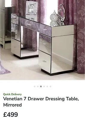 £80 • Buy Venetian 7 Drawer Dressing Table, Mirrored
