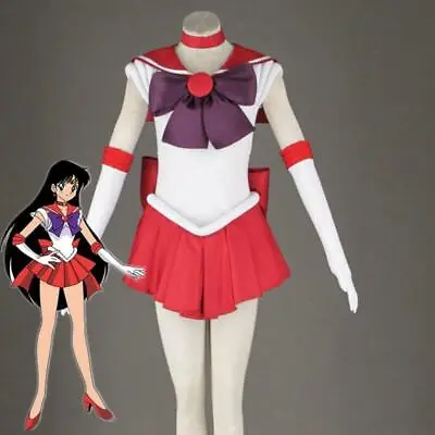 $43.71 • Buy 2019 Sailor Moon Sailor Mars Cosplay Costume Red Uniform Dress Satin Handmade US