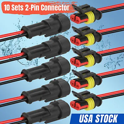 $11.48 • Buy 20X Car Waterproof Electrical Wire Cable Connector Male Female 2Pin Way Plug Kit