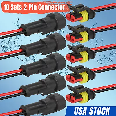 20X Car Waterproof Electrical Wire Cable Connector Male Female 2Pin Way Plug Kit • $10.98