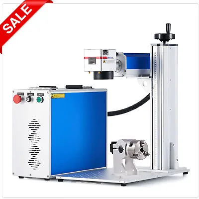 OMTech™️ 50W Max Fiber Laser Marking Engraving Machine 8×8 In With Rotary Axis • $3199.99