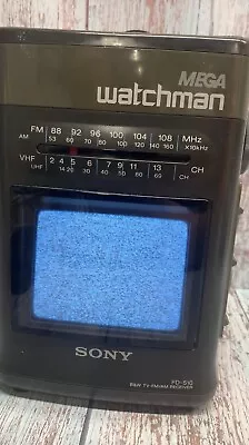 Vintage Sony MEGA Watchman Television FD-510 Portable B&W TV FM/AM Radio.WORKS • $29.98